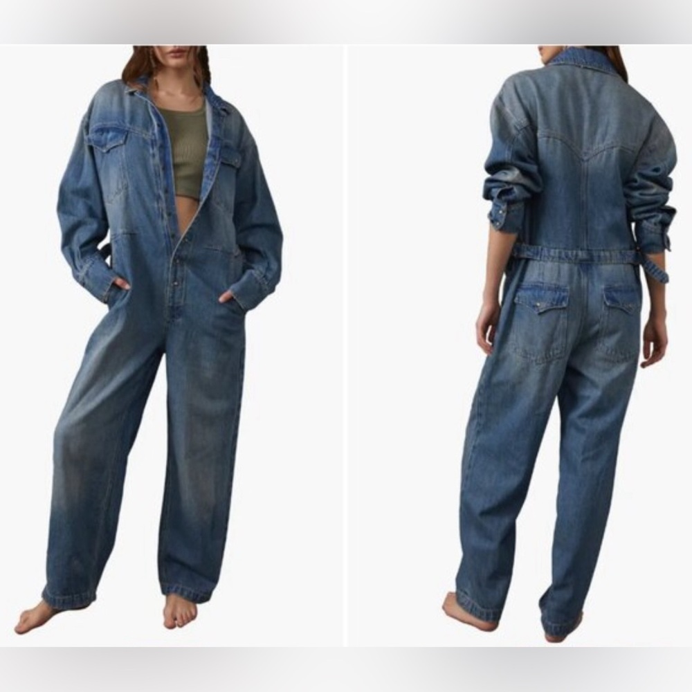 💥NWOT We the Free Townes Denim Jumpsuit Blue Size Small